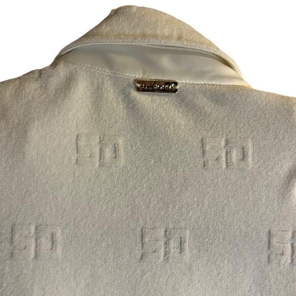 St. John White terry full zip jacket with raised logo Size Small Vintage - Picture 4 of 6